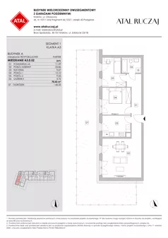 3 pokoje, mieszkanie 70,43 m², parter, oferta nr A3.0.52, ATAL Ruczaj, Kraków, Łagiewniki-Borek Fałęcki, Borek Fałęcki, ul. Obozowa