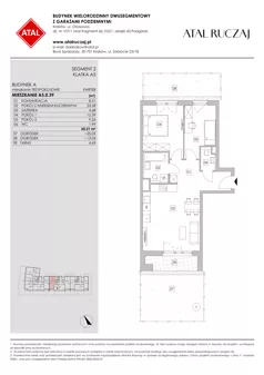 3 pokoje, mieszkanie 58,36 m², piętro 2, oferta nr A2.2.37, ATAL Ruczaj, Kraków, Łagiewniki-Borek Fałęcki, Borek Fałęcki, ul. Obozowa