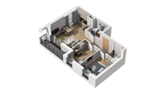 3 pokoje, mieszkanie 51,85 m², piętro 1, oferta nr A1.1.05, ATAL Ruczaj, Kraków, Łagiewniki-Borek Fałęcki, Borek Fałęcki, ul. Obozowa