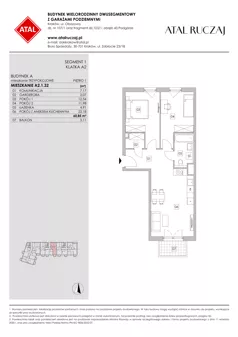 3 pokoje, mieszkanie 60,85 m², piętro 1, oferta nr A2.1.32, ATAL Ruczaj, Kraków, Łagiewniki-Borek Fałęcki, Borek Fałęcki, ul. Obozowa