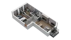 3 pokoje, mieszkanie 60,85 m², piętro 1, oferta nr A2.1.32, ATAL Ruczaj, Kraków, Łagiewniki-Borek Fałęcki, Borek Fałęcki, ul. Obozowa
