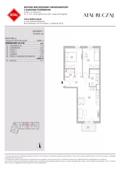 3 pokoje, mieszkanie 60,85 m², piętro 2, oferta nr A2.2.35, ATAL Ruczaj, Kraków, Łagiewniki-Borek Fałęcki, Borek Fałęcki, ul. Obozowa