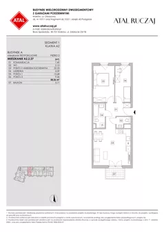 3 pokoje, mieszkanie 58,36 m², piętro 2, oferta nr A2.2.37, ATAL Ruczaj, Kraków, Łagiewniki-Borek Fałęcki, Borek Fałęcki, ul. Obozowa