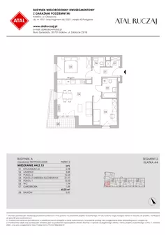 3 pokoje, mieszkanie 60,23 m², piętro 2, oferta nr A4.2.13, ATAL Ruczaj, Kraków, Łagiewniki-Borek Fałęcki, Borek Fałęcki, ul. Obozowa