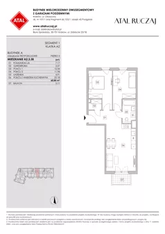 3 pokoje, mieszkanie 60,85 m², piętro 3, oferta nr A2.3.38, ATAL Ruczaj, Kraków, Łagiewniki-Borek Fałęcki, Borek Fałęcki, ul. Obozowa