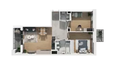 3 pokoje, mieszkanie 64,55 m², piętro 3, oferta nr A4.3.16, ATAL Ruczaj, Kraków, Łagiewniki-Borek Fałęcki, Borek Fałęcki, ul. Obozowa