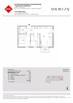 3 pokoje, mieszkanie 54,10 m², piętro 4, oferta nr A1.4.18, ATAL Ruczaj, Kraków, Łagiewniki-Borek Fałęcki, Borek Fałęcki, ul. Obozowa