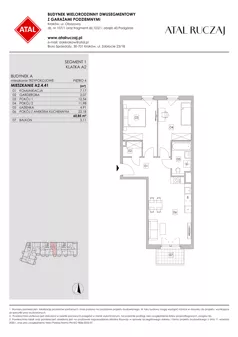 3 pokoje, mieszkanie 60,85 m², piętro 4, oferta nr A2.4.41, ATAL Ruczaj, Kraków, Łagiewniki-Borek Fałęcki, Borek Fałęcki, ul. Obozowa