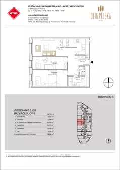 3 pokoje, apartament 72,39 m², piętro 27, oferta nr B-27-213B, ATAL Olimpijska, Katowice, Bogucice, ul. Olimpijska / al. Korfantego