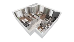 3 pokoje, mieszkanie 74,05 m², piętro 17, oferta nr C-17-193C, ATAL Olimpijska, Katowice, Bogucice, ul. Olimpijska / al. Korfantego