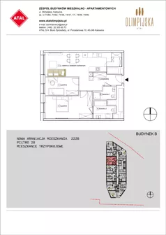 3 pokoje, apartament 70,92 m², piętro 28, oferta nr B-28-222B, ATAL Olimpijska, Katowice, Śródmieście, Bogucice, ul. Olimpijska / al. Korfantego