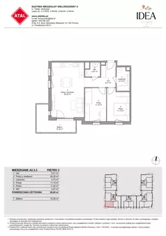 3 pokoje, mieszkanie 66,71 m², piętro 3, oferta nr A2.3.3, ATAL Idea Swarzędz, Swarzędz, ul. Tabaki