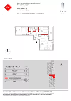 3 pokoje, mieszkanie 72,54 m², piętro 1, oferta nr F.1.1.05, ATAL SKY+, Katowice, Wełnowiec-Józefowiec, Wełnowiec, al. Wojciecha Korfantego 85-89