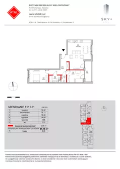 3 pokoje, mieszkanie 84,15 m², piętro 1, oferta nr F.2.1.01, ATAL SKY+, Katowice, Wełnowiec-Józefowiec, Wełnowiec, al. Wojciecha Korfantego 85-89