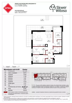 4 pokoje, mieszkanie 81,33 m², piętro 2, oferta nr B01.2.25, Skwer Witosa, Piastów, ul. Bodycha/Witosa