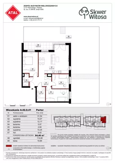 4 pokoje, mieszkanie 80,17 m², piętro 1, oferta nr A01.1.12, Skwer Witosa, Piastów, ul. Bodycha/Witosa