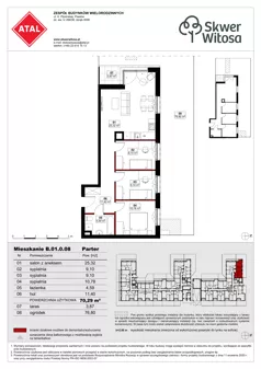 4 pokoje, mieszkanie 70,29 m², piętro 2, oferta nr B01.2.26, Skwer Witosa, Piastów, ul. Bodycha/Witosa