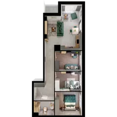 4 pokoje, mieszkanie 70,29 m², piętro 1, oferta nr B01.1.17, Skwer Witosa, Piastów, ul. Bodycha/Witosa