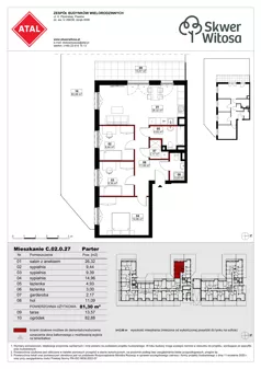 4 pokoje, mieszkanie 81,30 m², parter, oferta nr C02.0.27, Skwer Witosa, Piastów, ul. Bodycha/Witosa