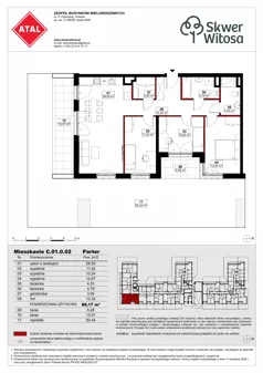 4 pokoje, mieszkanie 88,30 m², piętro 1, oferta nr C01.1.07, Skwer Witosa, Piastów, ul. Bodycha/Witosa