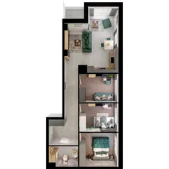 4 pokoje, mieszkanie 70,29 m², piętro 3, oferta nr C02.3.55, Skwer Witosa, Piastów, ul. Bodycha/Witosa