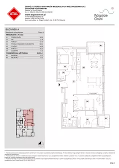 4 pokoje, mieszkanie 92,30 m², piętro 4, oferta nr A.4.22, ATAL Wzgórze Oruni, Gdańsk, Orunia Górna-Gdańsk Południe, ul. Emilii Hoene