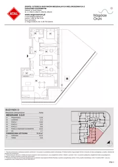 4 pokoje, mieszkanie 72,10 m², parter, oferta nr D.0.01, ATAL Wzgórze Oruni, Gdańsk, Orunia Górna-Gdańsk Południe, ul. Emilii Hoene