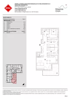 4 pokoje, mieszkanie 72,09 m², piętro 1, oferta nr D.1.07, ATAL Wzgórze Oruni, Gdańsk, Orunia Górna-Gdańsk Południe, ul. Emilii Hoene