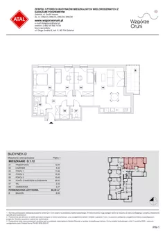 4 pokoje, mieszkanie 80,36 m², piętro 1, oferta nr D.1.12, ATAL Wzgórze Oruni, Gdańsk, Orunia Górna-Gdańsk Południe, ul. Emilii Hoene