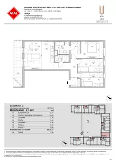 4 pokoje, mieszkanie 85,79 m², piętro 1, oferta nr E.1.207, ATAL Unii Lubelskiej, Poznań, Rataje, Starołęka, ul. Heleny Tadeuszak