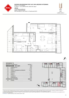 4 pokoje, mieszkanie 89,56 m², piętro 1, oferta nr E.1.211, ATAL Unii Lubelskiej, Poznań, Rataje, Starołęka, ul. Heleny Tadeuszak