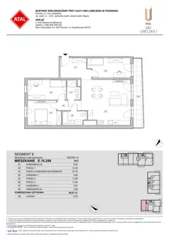 4 pokoje, mieszkanie 89,13 m², piętro 10, oferta nr E.10.249, ATAL Unii Lubelskiej, Poznań, Rataje, Starołęka, ul. Heleny Tadeuszak