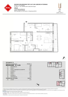 4 pokoje, mieszkanie 90,39 m², piętro 11, oferta nr E.11.253, ATAL Unii Lubelskiej, Poznań, Rataje, Starołęka, ul. Heleny Tadeuszak
