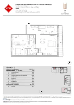 4 pokoje, mieszkanie 90,39 m², piętro 14, oferta nr E.14.265, ATAL Unii Lubelskiej, Poznań, Rataje, Starołęka, ul. Heleny Tadeuszak