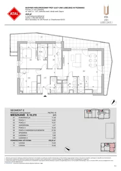 4 pokoje, mieszkanie 105,25 m², piętro 16, oferta nr E.16.270, ATAL Unii Lubelskiej, Poznań, Rataje, Starołęka, ul. Heleny Tadeuszak