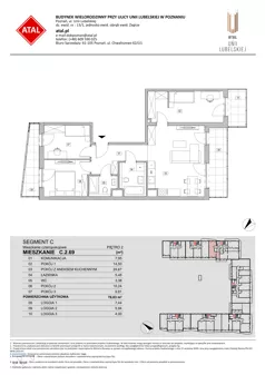 4 pokoje, mieszkanie 76,03 m², piętro 2, oferta nr C.2.69, ATAL Unii Lubelskiej, Poznań, Rataje, Starołęka, ul. Heleny Tadeuszak