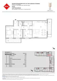 4 pokoje, mieszkanie 82,82 m², piętro 3, oferta nr C.3.71, ATAL Unii Lubelskiej, Poznań, Rataje, Starołęka, ul. Heleny Tadeuszak