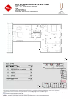 4 pokoje, mieszkanie 85,81 m², piętro 3, oferta nr E.3.217, ATAL Unii Lubelskiej, Poznań, Rataje, Starołęka, ul. Heleny Tadeuszak