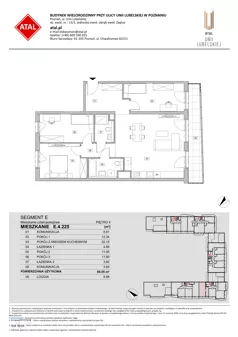 4 pokoje, mieszkanie 89,61 m², piętro 4, oferta nr E.4.225, ATAL Unii Lubelskiej, Poznań, Rataje, Starołęka, ul. Heleny Tadeuszak