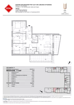 4 pokoje, mieszkanie 74,95 m², piętro 4, oferta nr F.4.287, ATAL Unii Lubelskiej, Poznań, Rataje, Starołęka, ul. Heleny Tadeuszak