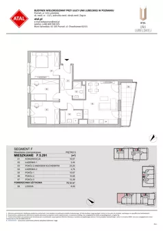 4 pokoje, mieszkanie 75,12 m², piętro 5, oferta nr F.5.291, ATAL Unii Lubelskiej, Poznań, Rataje, Starołęka, ul. Heleny Tadeuszak