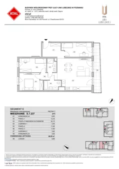 4 pokoje, mieszkanie 89,61 m², piętro 7, oferta nr E.7.237, ATAL Unii Lubelskiej, Poznań, Rataje, Starołęka, ul. Heleny Tadeuszak