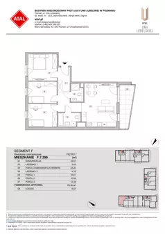 4 pokoje, mieszkanie 75,12 m², piętro 7, oferta nr F.7.299, ATAL Unii Lubelskiej, Poznań, Rataje, Starołęka, ul. Heleny Tadeuszak