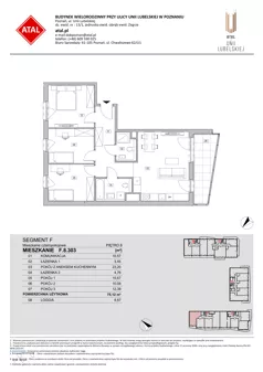 4 pokoje, mieszkanie 75,12 m², piętro 8, oferta nr F.8.303, ATAL Unii Lubelskiej, Poznań, Rataje, Starołęka, ul. Heleny Tadeuszak