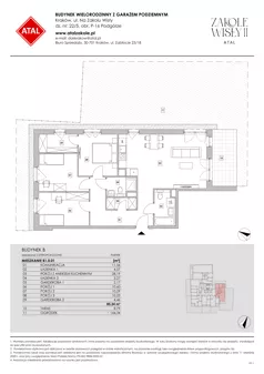 4 pokoje, mieszkanie 85,34 m², parter, oferta nr B1.0.01, Zakole Wisły II, Kraków, Podgórze, ul. Na Zakolu Wisły