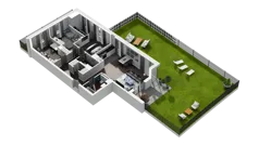 4 pokoje, mieszkanie 85,34 m², parter, oferta nr B1.0.01, Zakole Wisły II, Kraków, Podgórze, ul. Na Zakolu Wisły