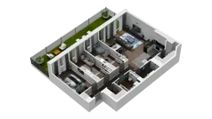 4 pokoje, mieszkanie 96,50 m², parter, oferta nr B1.0.05, Zakole Wisły II, Kraków, Podgórze, ul. Na Zakolu Wisły