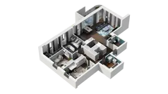 4 pokoje, mieszkanie 90,77 m², piętro 1, oferta nr B1.1.06, Zakole Wisły II, Kraków, Podgórze, ul. Na Zakolu Wisły