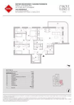 4 pokoje, mieszkanie 90,77 m², piętro 2, oferta nr B1.2.13, Zakole Wisły II, Kraków, Podgórze, ul. Na Zakolu Wisły