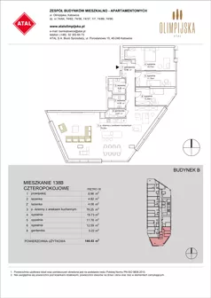 4 pokoje, mieszkanie 144,43 m², piętro 18, oferta nr B-18-138B, ATAL Olimpijska, Katowice, Bogucice, ul. Olimpijska / al. Korfantego